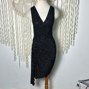 Ramy Brook Black with Gold Embellished V-neck Sleeveless Date Night Dress XS